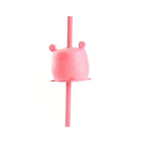 Smily Mia Hippo silikoninis dangtelis su šiaudeliu (rožinis)