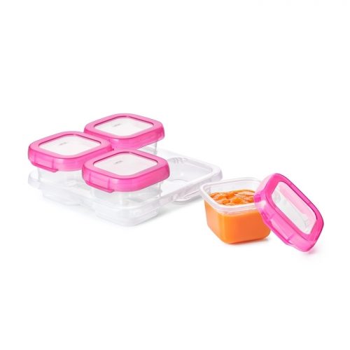 OXO Baby Blocks™ plastikiniai šaldymo indeliai, 4x120 ml (rožiniai)