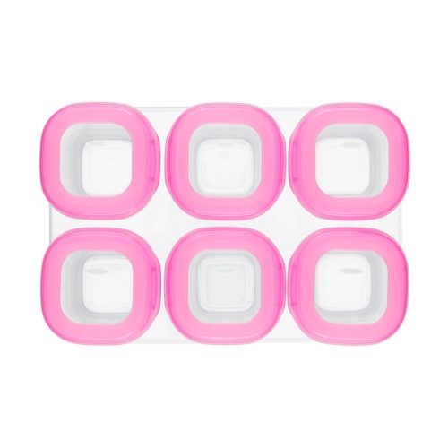 OXO Baby Blocks™ plastikiniai šaldymo indeliai, 6x60 ml (rožinė sp.)