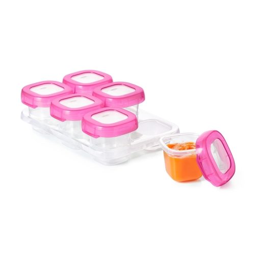 OXO Baby Blocks™ plastikiniai šaldymo indeliai, 6x60 ml (rožinė sp.)