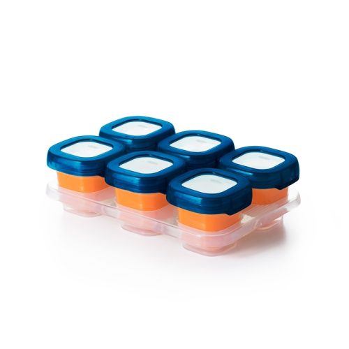 OXO Baby Blocks™ plastikiniai šaldymo indeliai, 6x60 ml (mėlyna sp.)