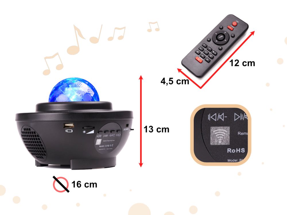 Lempa LED projektorius su USB ir Bluetooth