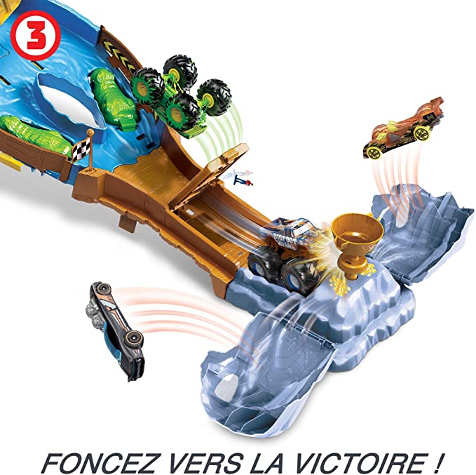 „Hot Wheels HGV12 Monster Trucks“ lenktynių trasa su 2 „Monster Trucks Bigfoot“ ir „Gunkster“ - Image 5