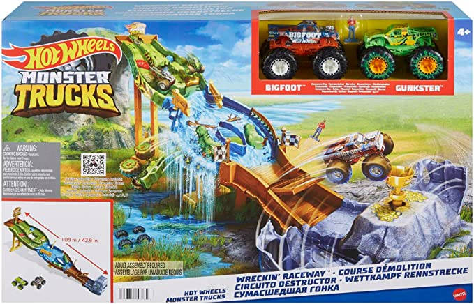 „Hot Wheels HGV12 Monster Trucks“ lenktynių trasa su 2 „Monster Trucks Bigfoot“ ir „Gunkster“ - Image 6